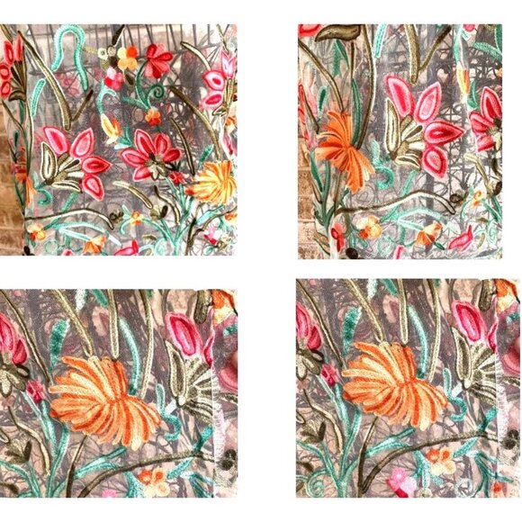 Floral Embroidered Sheer Mesh Crop Top Medium? Festive Cruise Vacation Festival - Picture 7 of 9